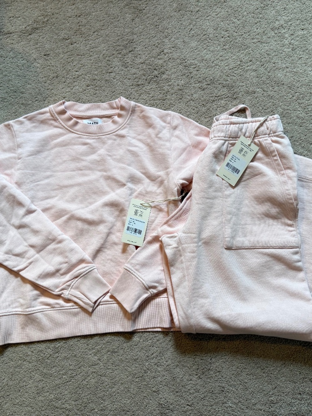 MATE the Label Crewneck Sweatshirt & Pant Mismatched Set (S bottom M top)